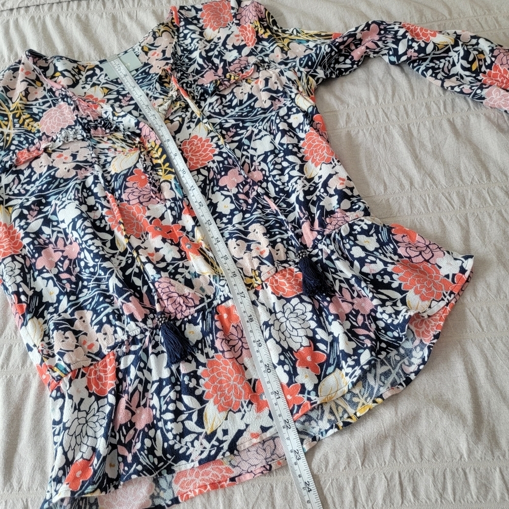 Anthropologie Maeve Vibrant Floral Tassel Tie Blouse - Picture 8 of 11
